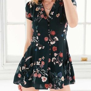 Uo®️ Kimchi Blue Collared floral green romper